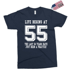 55th birthday life begins at 55 white Exclusive T-shirt | Artistshot