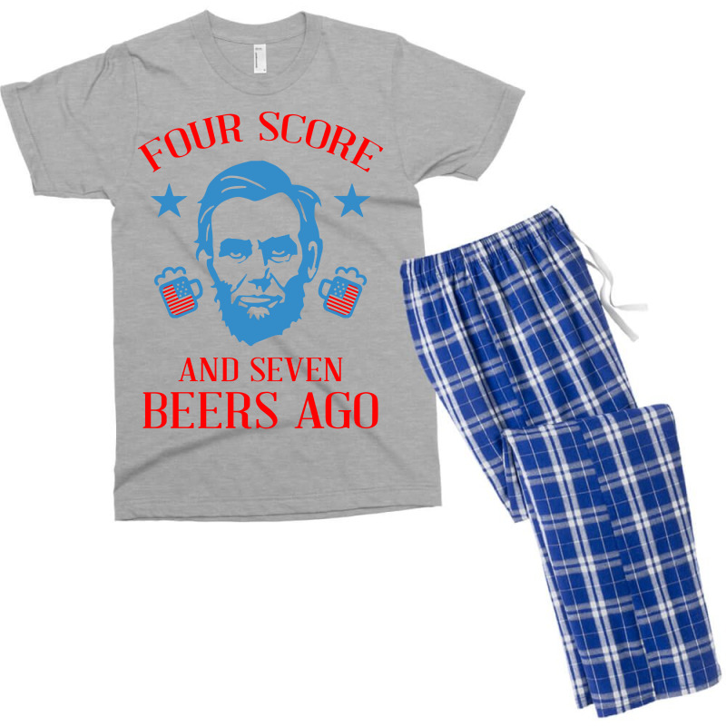 4th Of July Four Score And Seven Beers Ago Men's T-shirt Pajama Set | Artistshot
