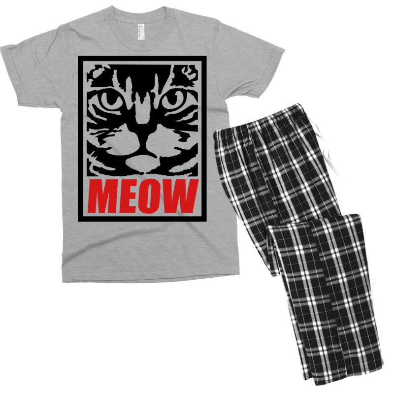 Custom Funny Cat Meow Men s T shirt Pajama Set By Gematees