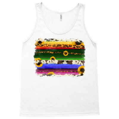 Serape Sunflowers Leopard Cowhide Background Tank Top Designed By Ranaportraitstore