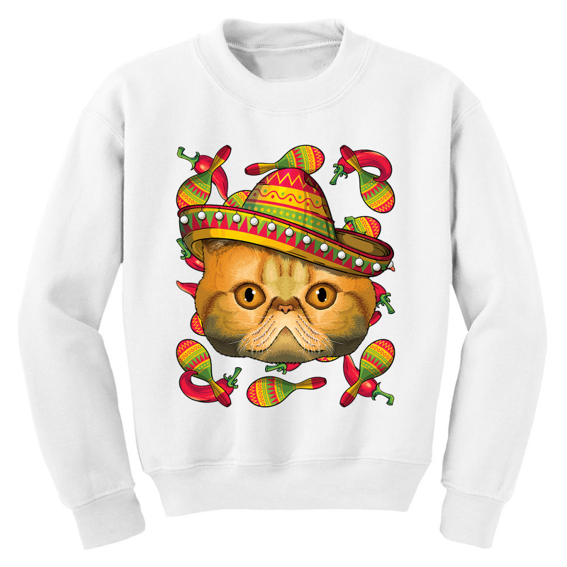 Cinco De Mayo Exotic Shorthair Sombrero Mexican Cat Fiesta T Shirt Youth Sweatshirt by HUUY | Artistshot