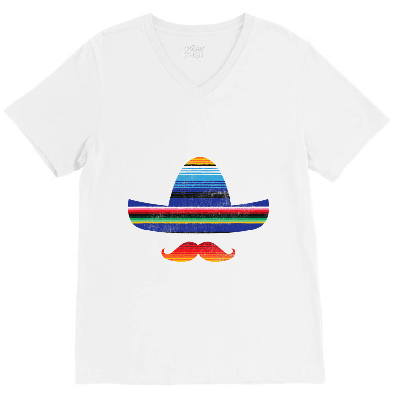 Cinco De Mayo Serape Blanket Inspired Sombrero Mustache T Shirt V-Neck Tee by HUUY | Artistshot