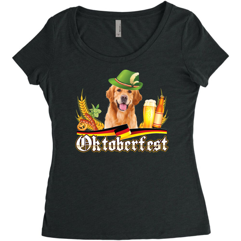 Golden Retriever Goldie Dog Beer Oktoberfest Prost Beer Festival 339 R Women's Triblend Scoop T-shirt by pester | Artistshot