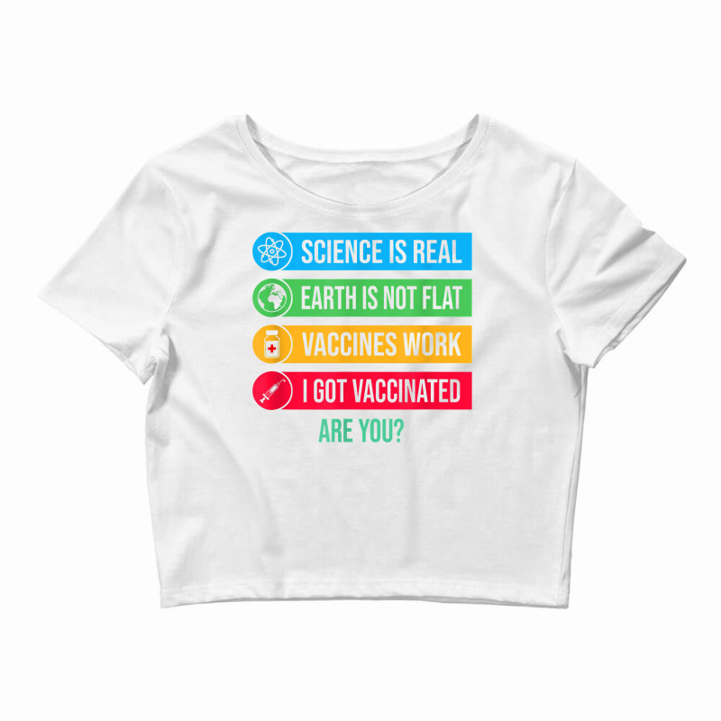 I Got Vaccinated Pro Vaccine Cute Science And Vaccination T Shirt Crop Top by dufordxsbartonto | Artistshot