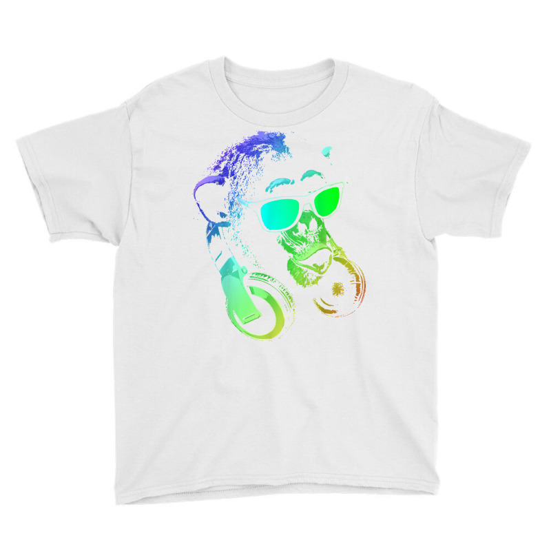 Monkey Chimp With Sunglasses And Headphones T Shirt Youth Tee by emly9i8u7y6y5t | Artistshot