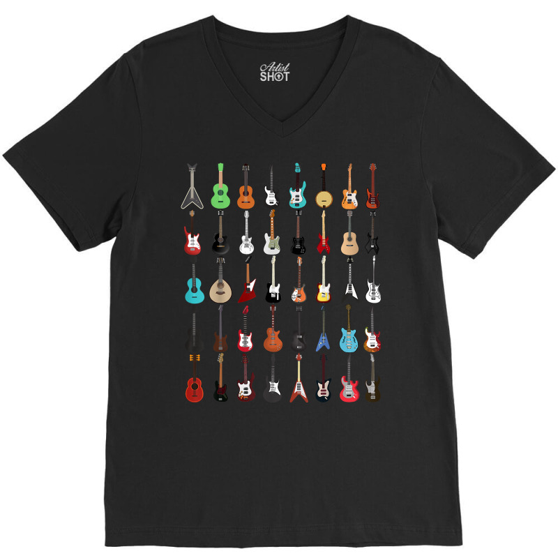 Guitar Musical Instrument T Shirt (rock N Roll Tee) V-Neck Tee by erinlorrai | Artistshot