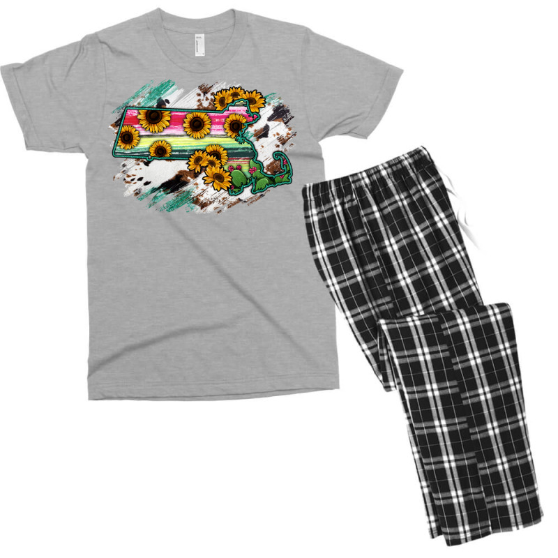 Massachusetts State Map Men's T-shirt Pajama Set | Artistshot