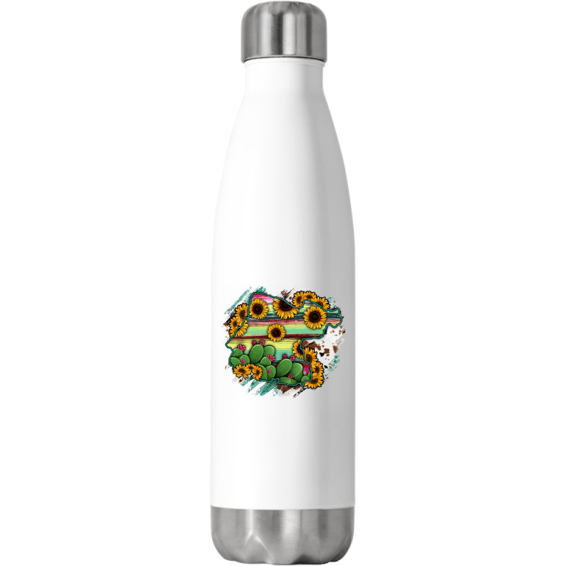 Guanajuato Sunflower Serape Map Stainless Steel Water Bottle | Artistshot