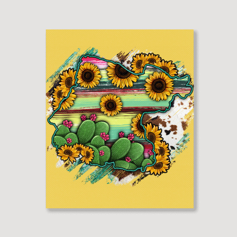 Guanajuato Sunflower Serape Map Portrait Canvas Print | Artistshot