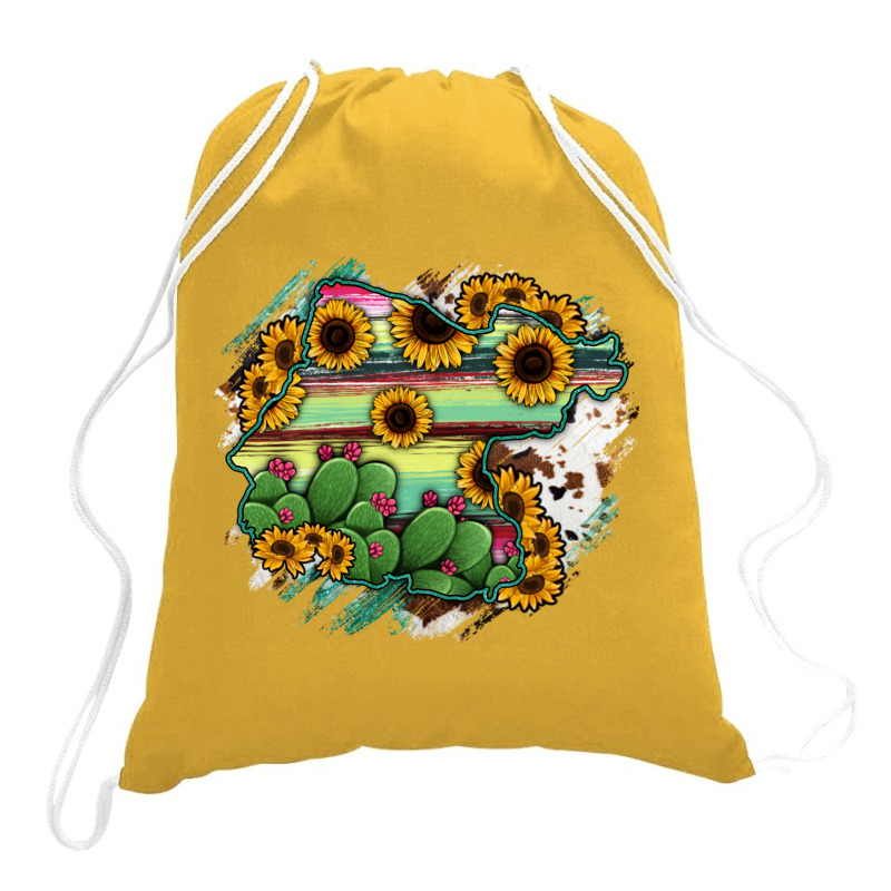 Guanajuato Sunflower Serape Map Drawstring Bags | Artistshot