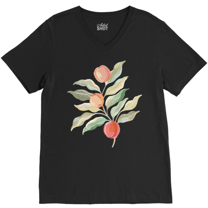 Peach T  Shirt Painterly Peaches T  Shirt V-Neck Tee by elephantjellyfish | Artistshot