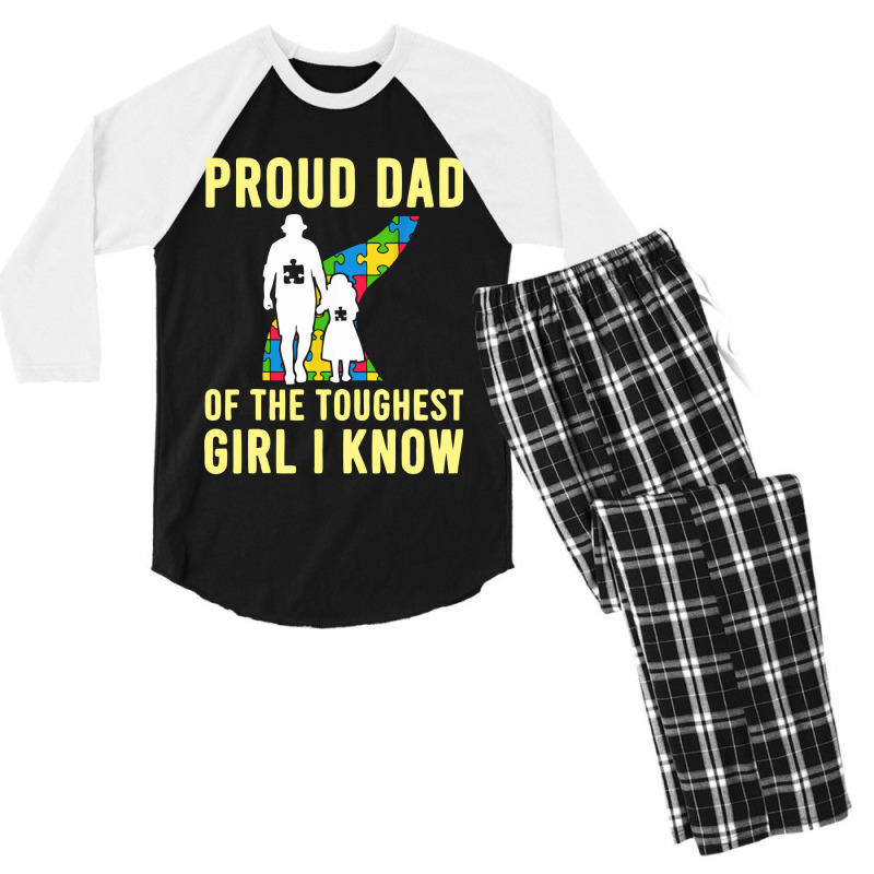 Autism Proud Dad Of The Toughest Girl Daddy Shirt Autism Dad T Shirt Men's 3/4 Sleeve Pajama Set by anyarpasar68 | Artistshot