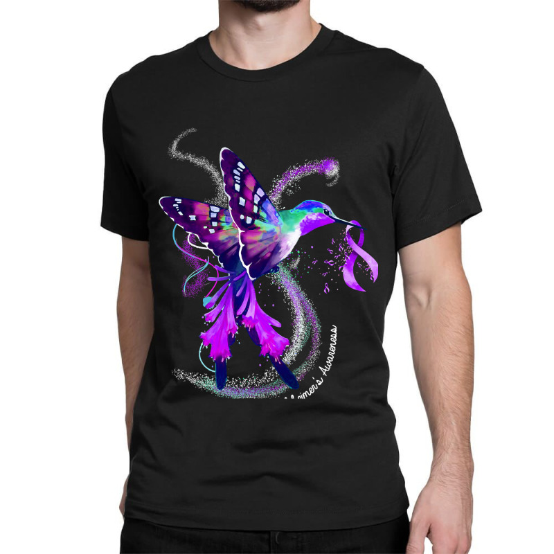 Hummingbird Holding Purple Ribbon Alzheimer Awareness Unisex Hooded  Sweatshirt