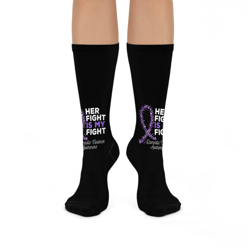 Her Fight Is My Fight   Domestic Violence Awareness Ribbon T Shirt Crew Socks | Artistshot