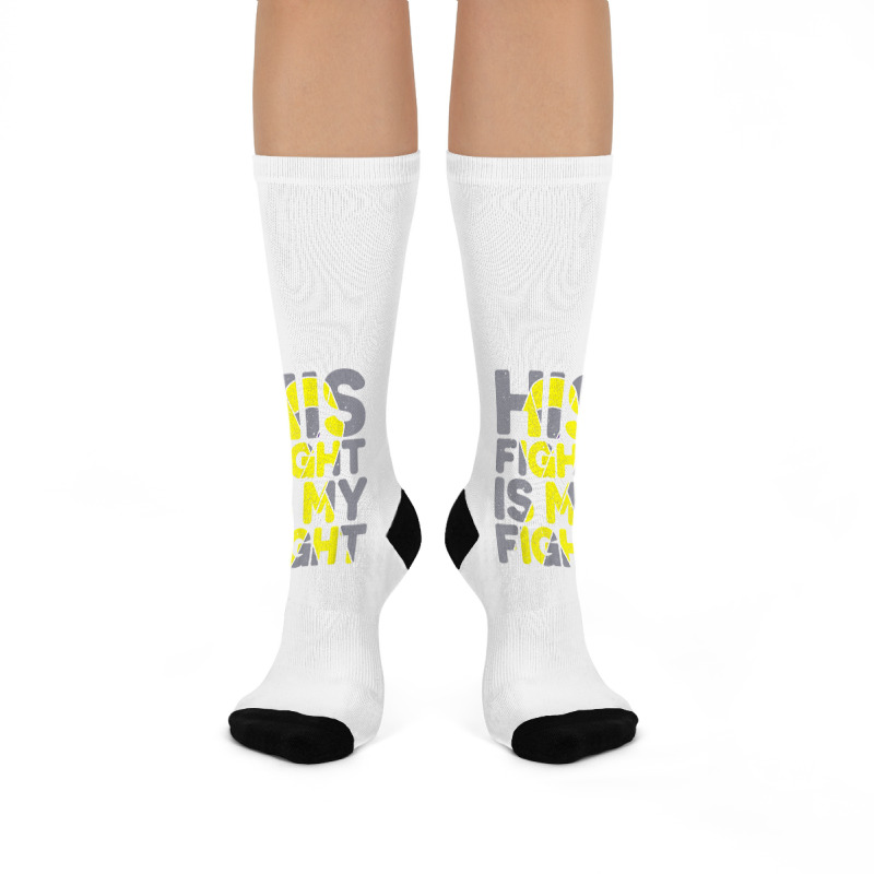 His Fight Is My Fight Childhood Cancer Awareness Tee T Shirt Crew Socks | Artistshot