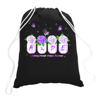 Hope Hydrangea Flower Butterfly Domestic Violence Awareness T Shirt Drawstring Bags | Artistshot