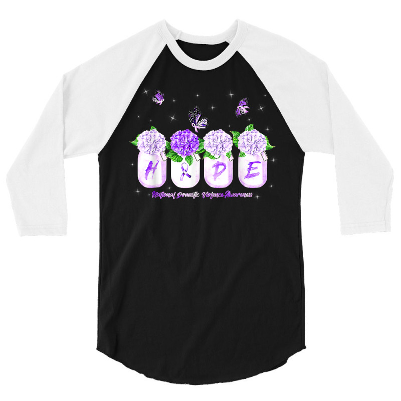 Hope Hydrangea Flower Butterfly Domestic Violence Awareness T Shirt 3/4 Sleeve Shirt | Artistshot