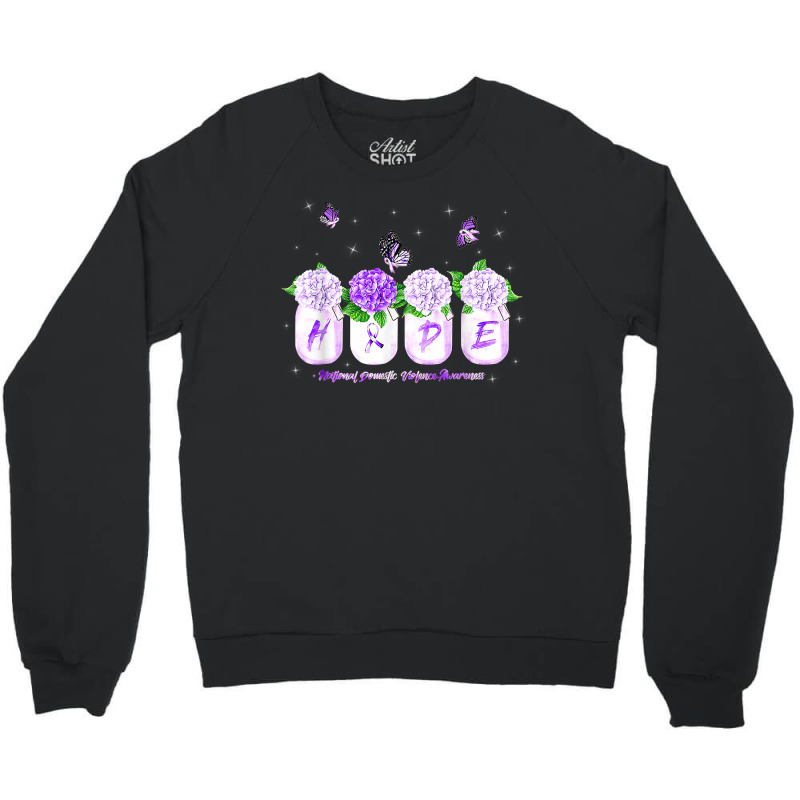 Hope Hydrangea Flower Butterfly Domestic Violence Awareness T Shirt Crewneck Sweatshirt | Artistshot