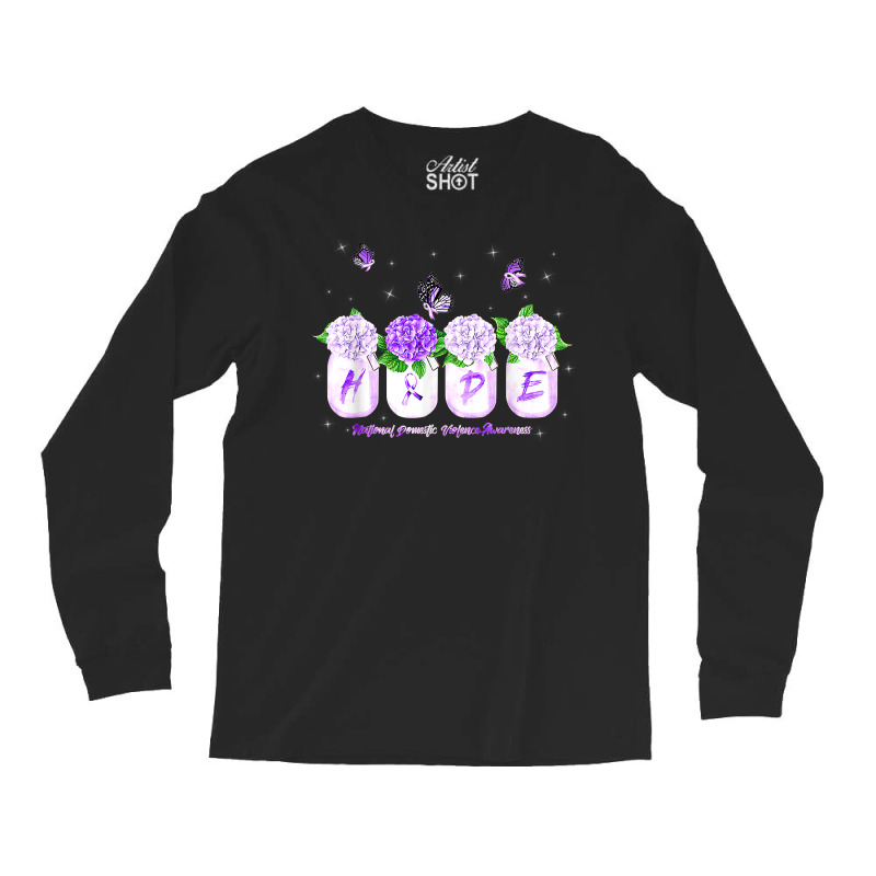 Hope Hydrangea Flower Butterfly Domestic Violence Awareness T Shirt Long Sleeve Shirts | Artistshot