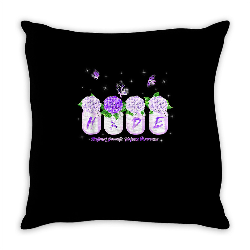 Hope Hydrangea Flower Butterfly Domestic Violence Awareness T Shirt Throw Pillow | Artistshot