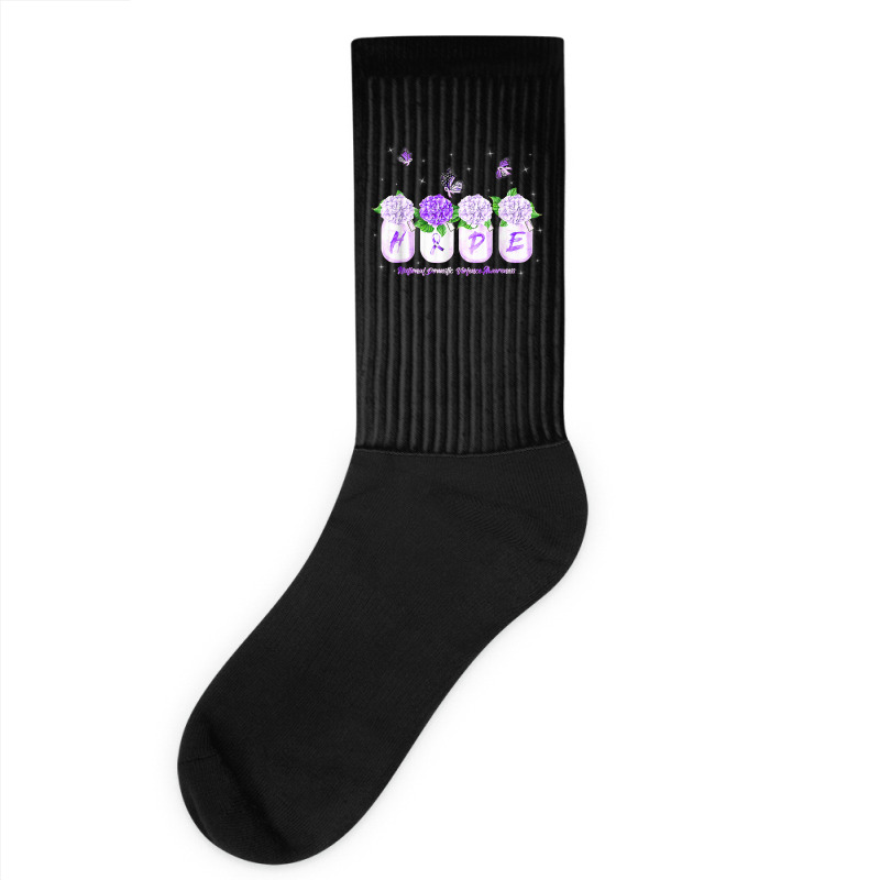 Hope Hydrangea Flower Butterfly Domestic Violence Awareness T Shirt Socks | Artistshot