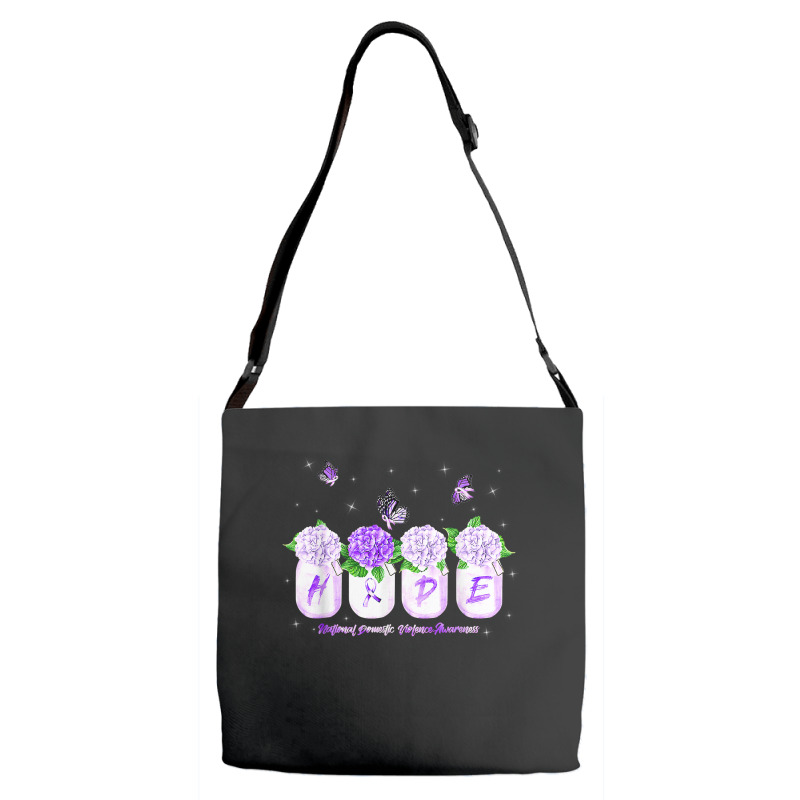 Hope Hydrangea Flower Butterfly Domestic Violence Awareness T Shirt Adjustable Strap Totes | Artistshot