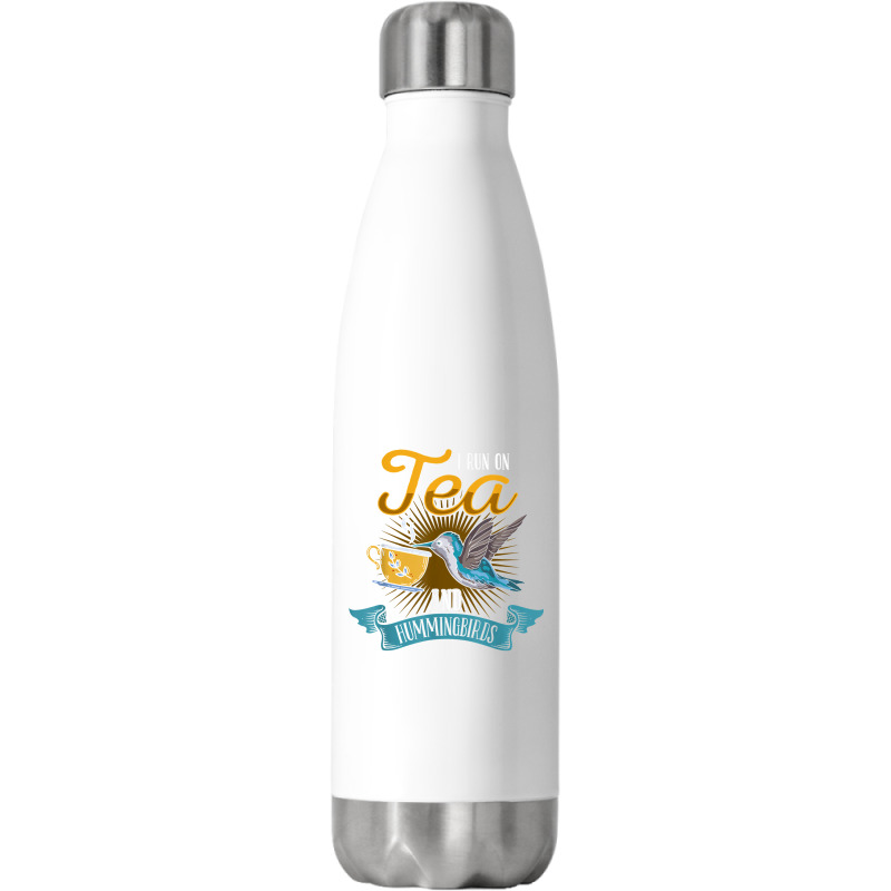 Hummingbird Lover Flowers I Run On Tea And Hummingbirds T Shirt Stainless Steel Water Bottle | Artistshot