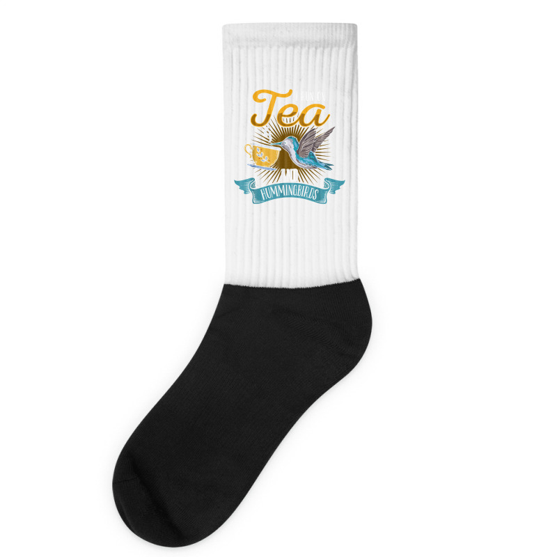 Hummingbird Lover Flowers I Run On Tea And Hummingbirds T Shirt Socks | Artistshot