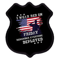 I Wear Red On Friday Remember Deployed American Flag Retro T Shirt Shield Patch | Artistshot