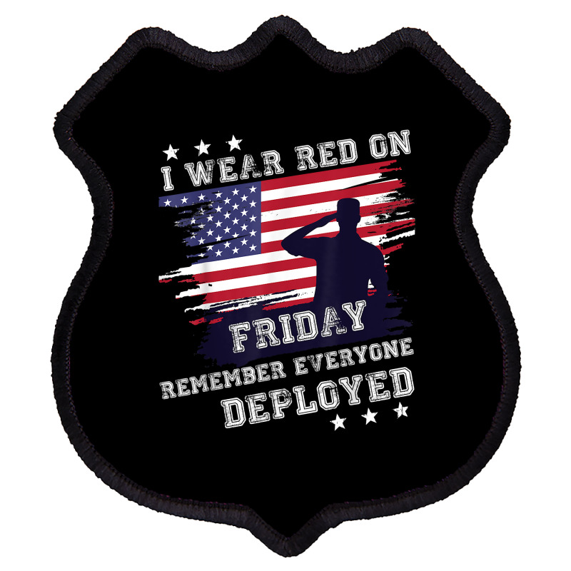 I Wear Red On Friday Remember Deployed American Flag Retro T Shirt Shield Patch | Artistshot