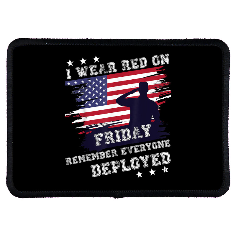 I Wear Red On Friday Remember Deployed American Flag Retro T Shirt Rectangle Patch | Artistshot