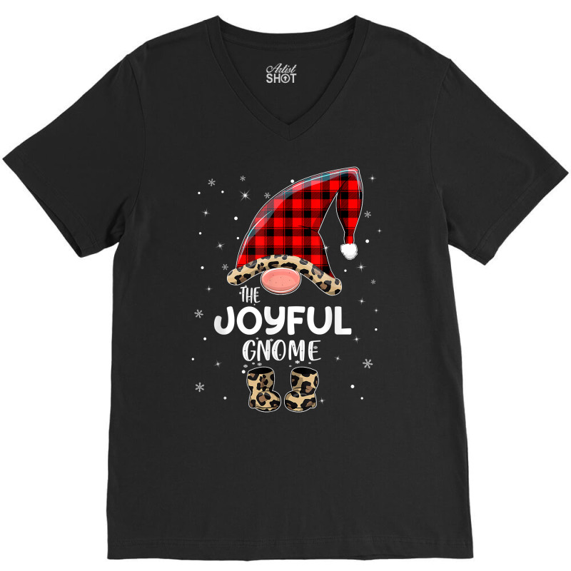 Joyful Gnome Buffalo Plaid Matching Family Christmas Pajama T Shirt V-neck Tee | Artistshot