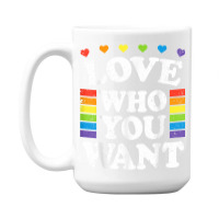 Love Who You Want Rainbow Lgbtq Heart Price Proud Rainbow T Shirt 15 Oz Coffee Mug | Artistshot