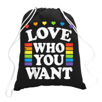 Love Who You Want Rainbow Lgbtq Heart Price Proud Rainbow T Shirt Drawstring Bags | Artistshot