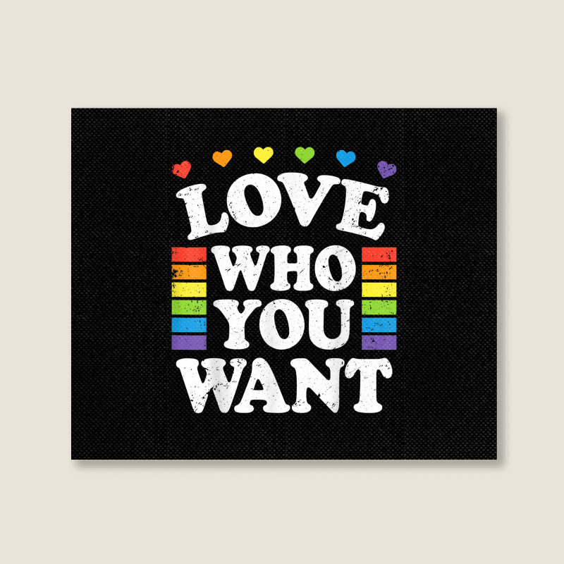 Love Who You Want Rainbow Lgbtq Heart Price Proud Rainbow T Shirt Landscape Canvas Print | Artistshot