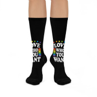 Love Who You Want Rainbow Lgbtq Heart Price Proud Rainbow T Shirt Crew Socks | Artistshot