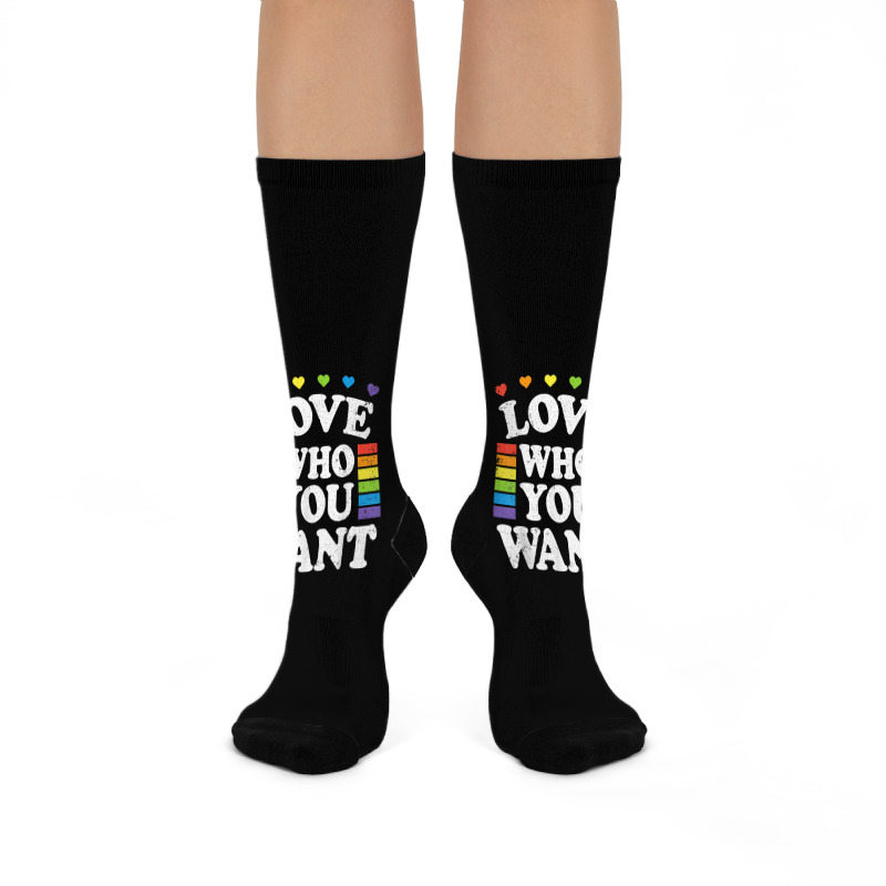 Love Who You Want Rainbow Lgbtq Heart Price Proud Rainbow T Shirt Crew Socks | Artistshot