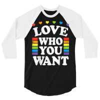 Love Who You Want Rainbow Lgbtq Heart Price Proud Rainbow T Shirt 3/4 Sleeve Shirt | Artistshot