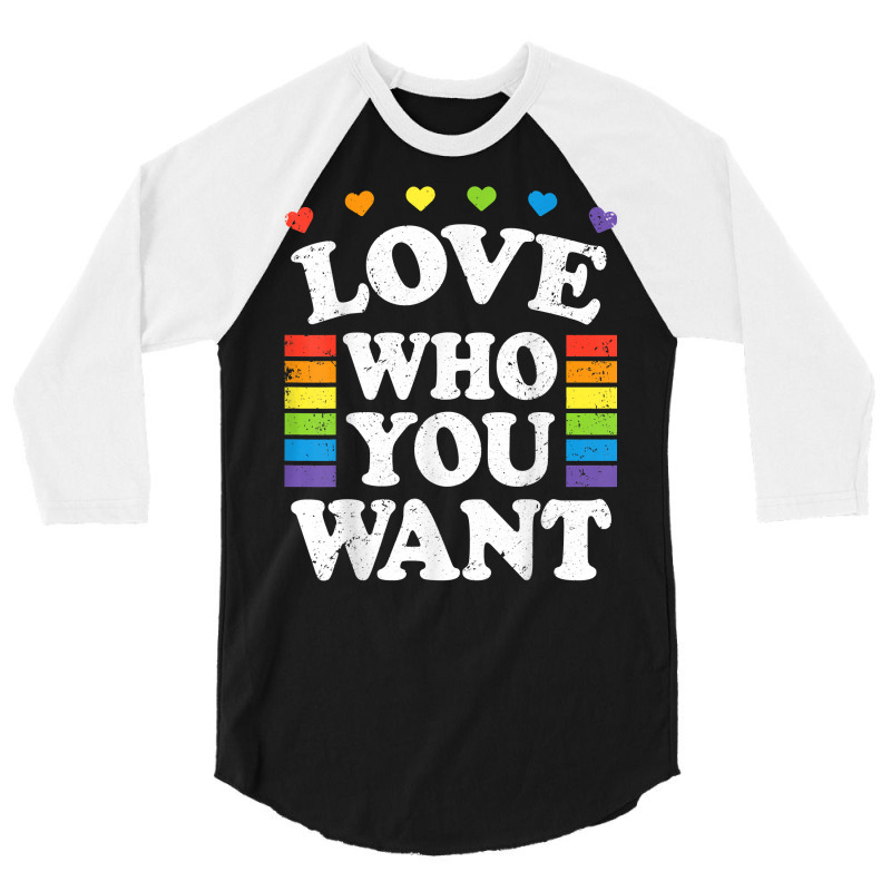 Love Who You Want Rainbow Lgbtq Heart Price Proud Rainbow T Shirt 3/4 Sleeve Shirt | Artistshot