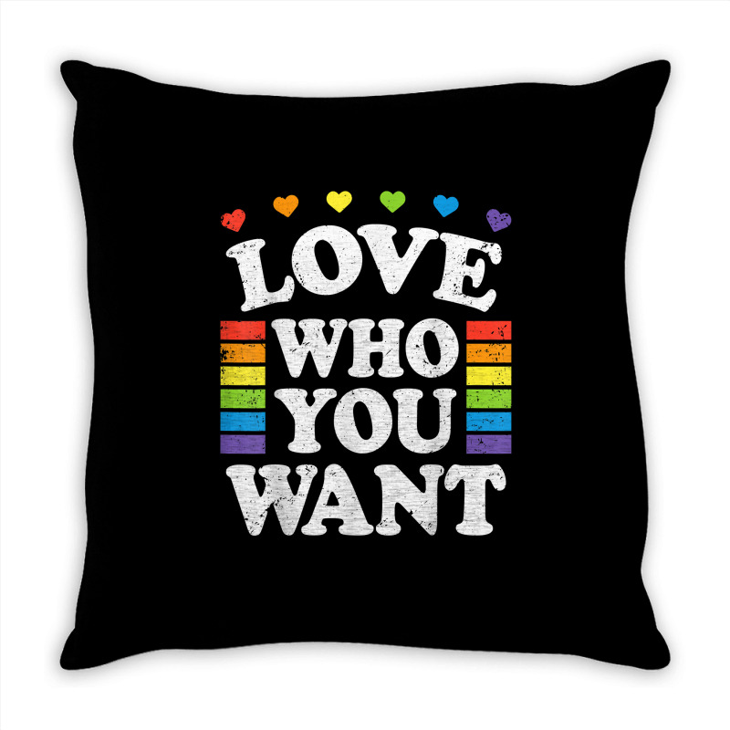 Love Who You Want Rainbow Lgbtq Heart Price Proud Rainbow T Shirt Throw Pillow | Artistshot