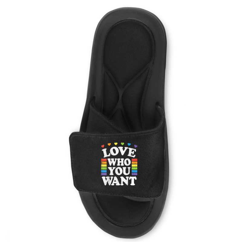 Love Who You Want Rainbow Lgbtq Heart Price Proud Rainbow T Shirt Slide Sandal | Artistshot