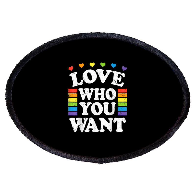 Love Who You Want Rainbow Lgbtq Heart Price Proud Rainbow T Shirt Oval Patch | Artistshot