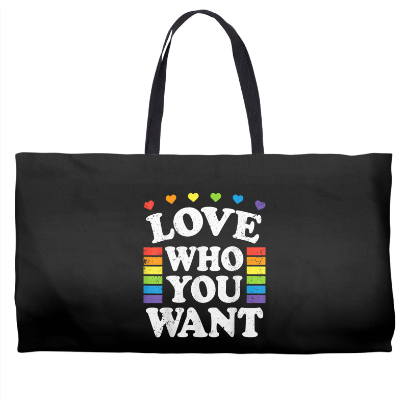 Love Who You Want Rainbow Lgbtq Heart Price Proud Rainbow T Shirt Weekender Totes | Artistshot