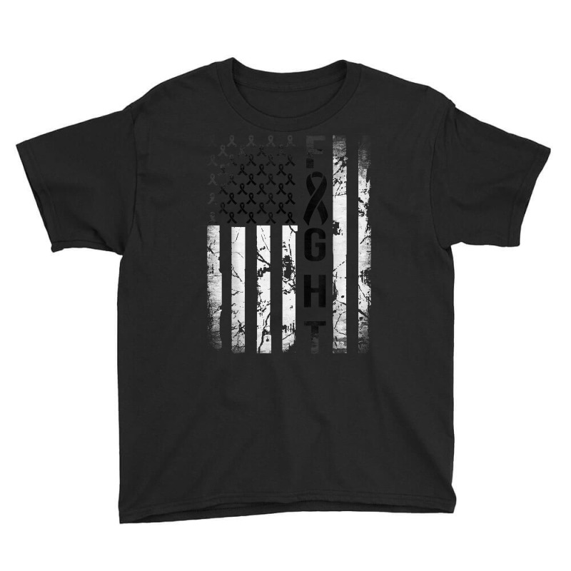 Melanoma Cancer Awareness, Black Ribbon Fight American Flag T Shirt Youth Tee by vazwttopperve | Artistshot