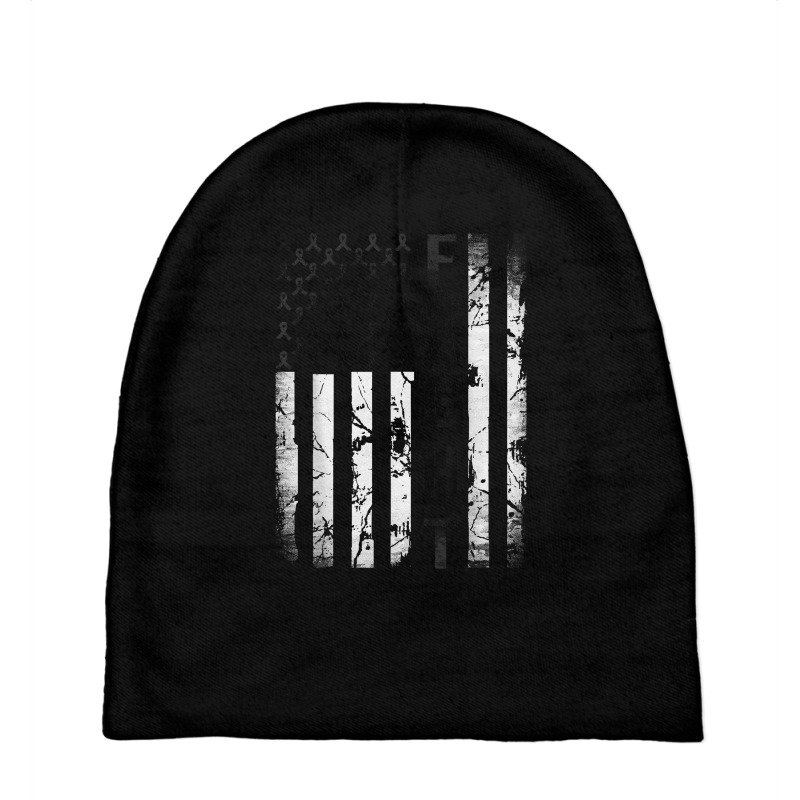 Melanoma Cancer Awareness, Black Ribbon Fight American Flag T Shirt Baby Beanies by vazwttopperve | Artistshot