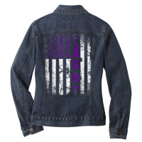 Pancreatic Cancer Awareness, Purple Fight American Flag T Shirt Ladies Denim Jacket | Artistshot