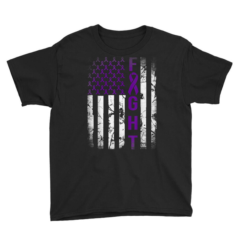 Pancreatic Cancer Awareness, Purple Fight American Flag T Shirt Youth Tee by vazwttopperve | Artistshot