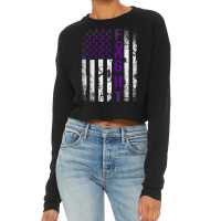 Pancreatic Cancer Awareness, Purple Fight American Flag T Shirt Cropped Sweater | Artistshot