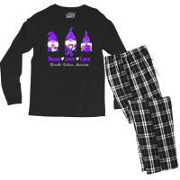 Peace Love Gnomes Purple Ribbon Domestic Violence Awareness T Shirt Men's Long Sleeve Pajama Set | Artistshot