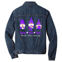 Peace Love Gnomes Purple Ribbon Domestic Violence Awareness T Shirt Men Denim Jacket | Artistshot